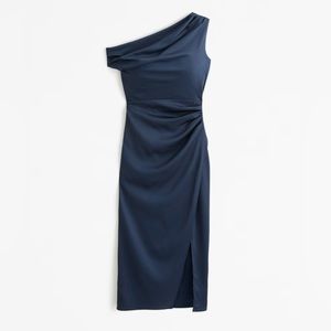 Abercrombie Stretch Satin Draped Midi Dress Large Tall